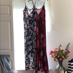 Two floral high to low maxi dresses